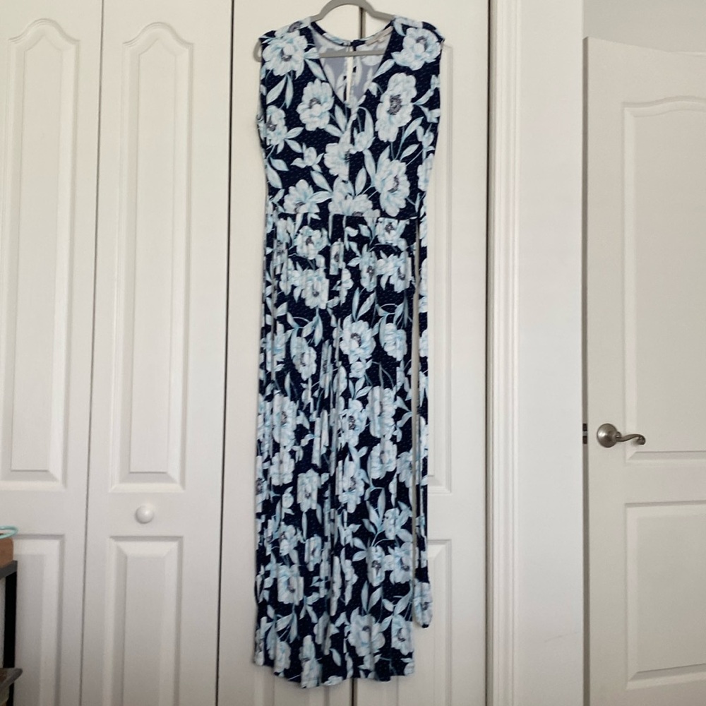 LOFT Blue and White Jumpsuit